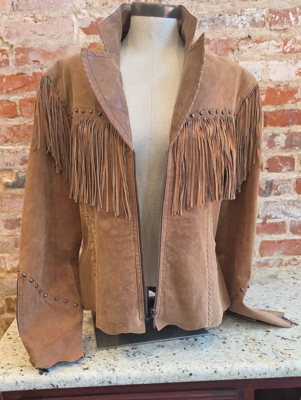 Women's Tan Suede Fringe Leather Jacket
